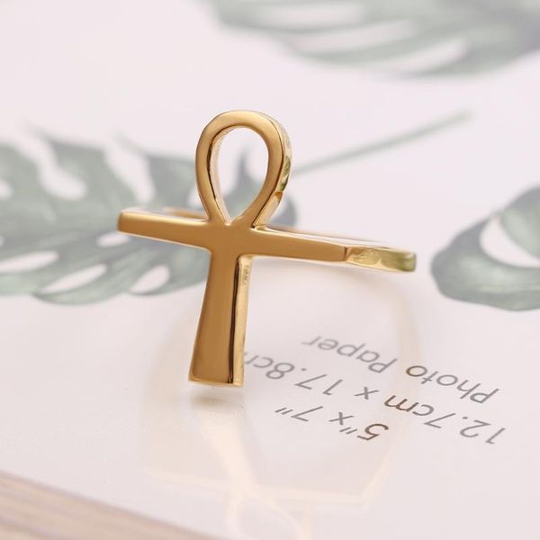 

Ancient Egypt Ankh Gold Color Vintage Cross Ring For Women Amulet Fashion Jewelry Punk Ethnic Religion Christmas Gifts Wedding Rings, Slivery;golden