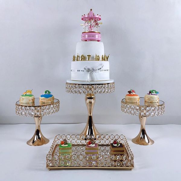 

other bakeware 4pcs gold silver mirror metal cake stand round wedding birthday party dessert cupcake pedestal display plate home decor