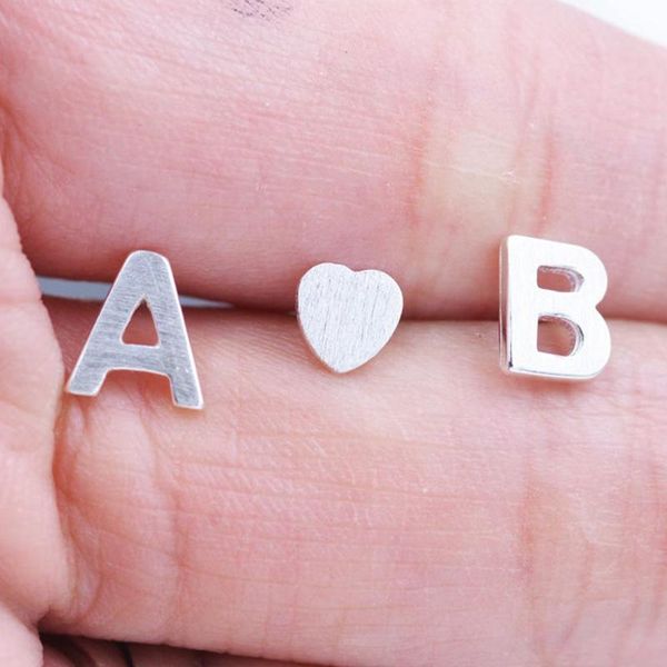 

stud stainless steel english a-z initials female earrings geometric personality simple men and women jewelry gifts, Golden;silver