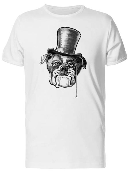 

classy bulldog in hat sketch men's tee -image by shutterstock, White;black