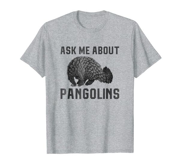 

ask me about pangolins t-shirt endangered species gift tee, White;black