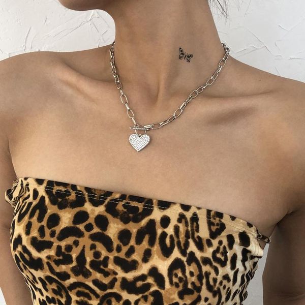 

chains restore ancient ways punk necklace fashion women exaggerated heart-shaped, Silver