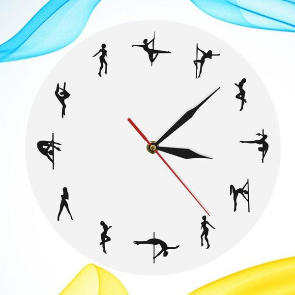 

wall clocks 1pc pole dancing figure clock printing hanging time display device background without battery white