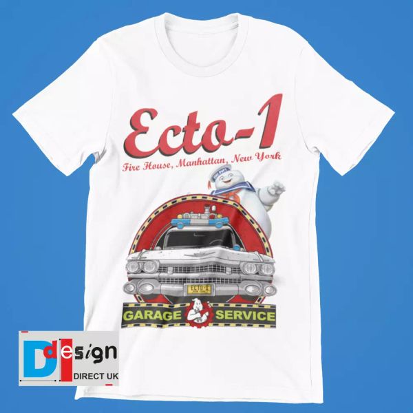 

ghost busters t-shirt retro garage ny ecto 1 slimer gozer movie film 80s cool, White;black