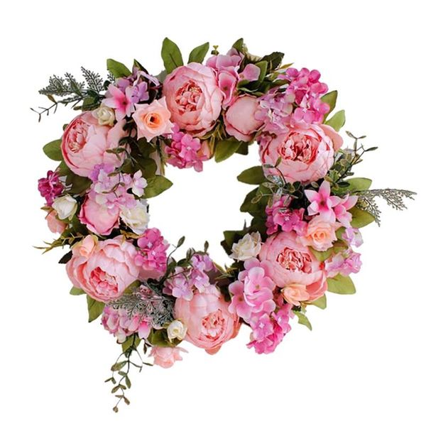 

artificial peony flower wreath for spring and summer all seasons floral hanging farmhouse office home wedding decor decorative flowers & wre