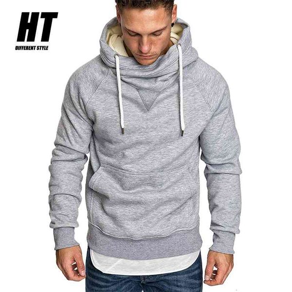 

brand style men's hoodies solid color cotton sweatshirt men hooded autumn spring fitness casual fashion hoodie men pullover 210603, Black
