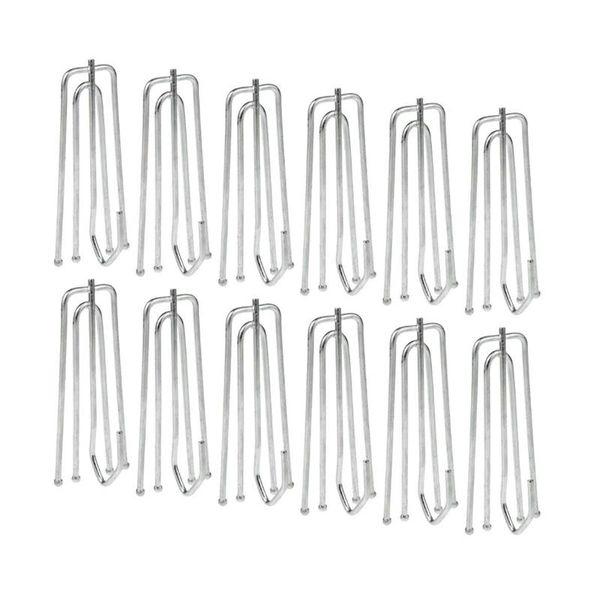 

hooks & rails [25 pack] drapery curtain tape stainless steel 4 prongs pinch pleat hook clip, 7cm length