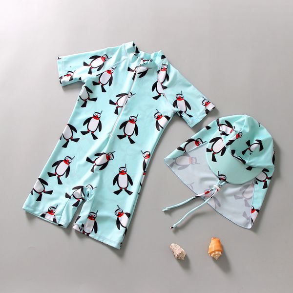 

south korea fashion children' swimsuit one piece penguin cute boys and girls children' sun protection swimsuit suit, Red;black