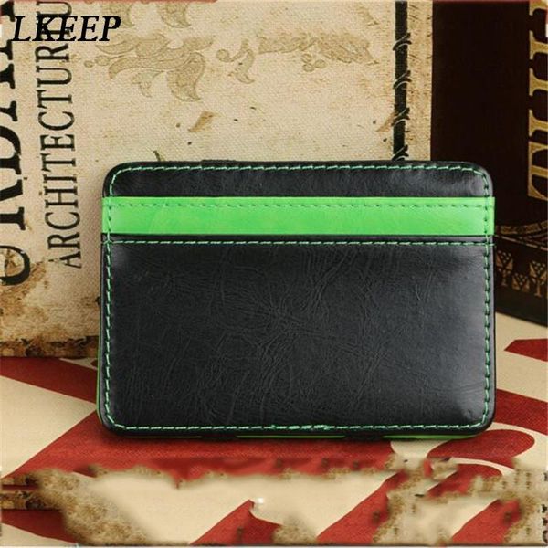 

card holders fashion pu holder men wallet mini neutral magic wallets business purse, Brown;gray
