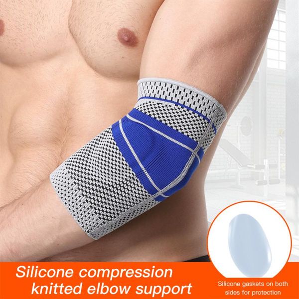 

elbow & knee pads sports silicone elastic compression support brace gym basketball volleyball protective arm sleeves, Black;gray