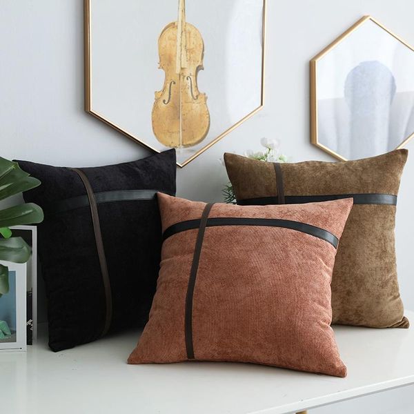 

cushion/decorative pillow nordic cushion cover 45x45cm covers decorative leather stitching sofa throw case 12 colors home decor