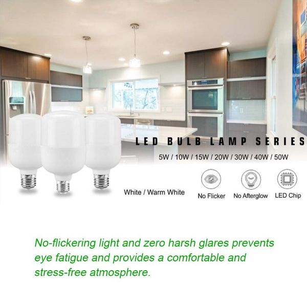 

bulbs energy saving led bulb lamps e27 ac220v light real power5w10w 15w 20w 30w 40w 50w white living room home decor bombilla
