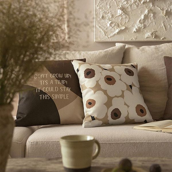 

nordic floret pillow case brown colorways message pillowcase back support cushion cover bed room decorative home decor