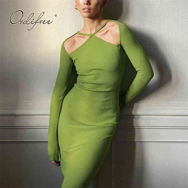 

autumn women knitted dress long sleeve bodycon sweater pencil 210513, Black;gray