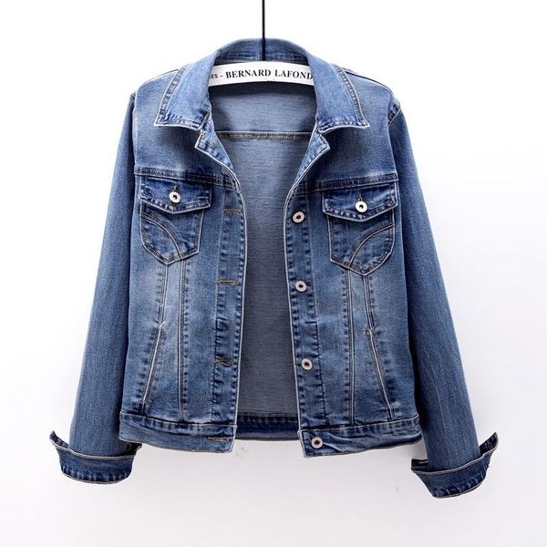 

women's jackets plus size slim elastic short denim jacket women outerwear spring vintage washed blue jeans coat female chaqueta mujer, Black;brown