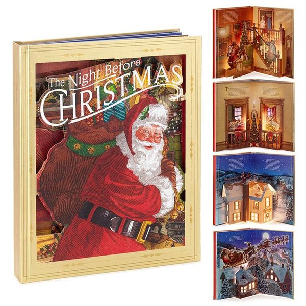 

party favor christmas -up book children's gifts with light and sound on eve 5 pages santa claus decor