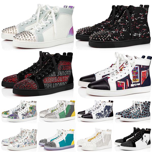 

luxury designer red bottoms sneakers casual shoes 2022 selling louboutins mens womens studded spikes all black designers leather suede loafe