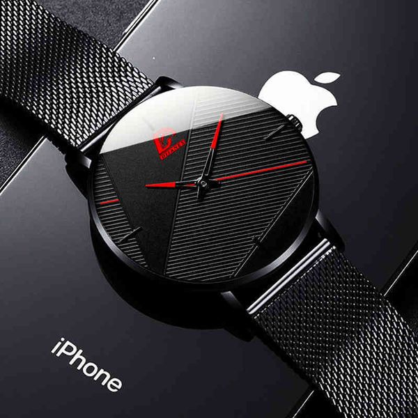 

fashion 2021 minimalist men's watches simple men business ultra thin stainless steel mesh belt quartz watch relogio masculino, Slivery;brown