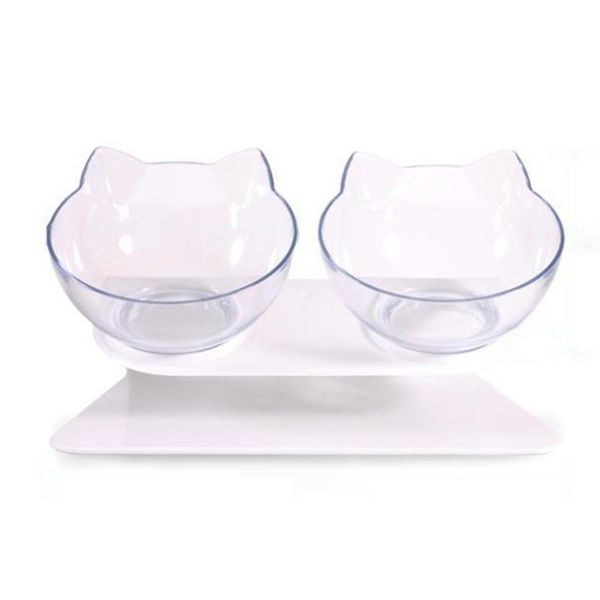 

cat bowls & feeders double bowl dog transparent as material non-slip with protection cervical