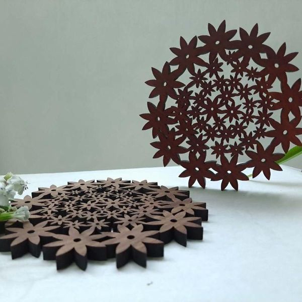 

nordic style potholder teapot mat bowl and dish placemat dining table solid wood hollow coasters big size 15cm mats & pads