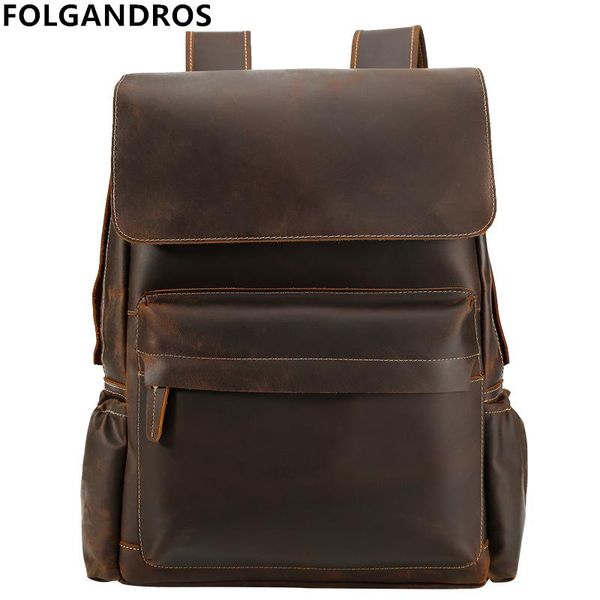 

backpack vintage handmade genuine leathe men business school versatile brand daypack classic book bag bolsa