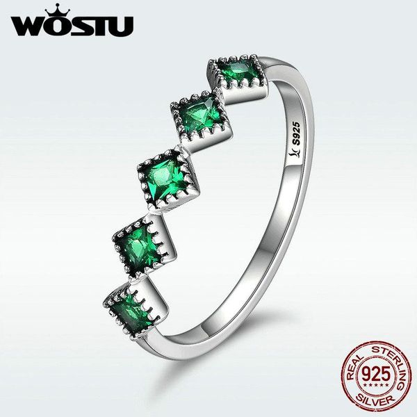 

wedding rings wostu fashion authentic 100% 925 sterling silver green cz elegant finger ring for women s925 fine jewelry gift dxr097, Slivery;golden