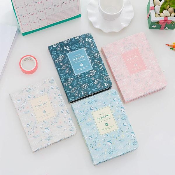 

notepads creative korean flower diary weekly monthly yearly schedule planner a6 mini vintage paper notebook agendas organizer stationery, Purple;pink