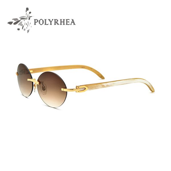

wholesale selling style 8300817 sunglasses rimless men women genuine natural black and white buffalo horn glasses brand designer with origin, White;black