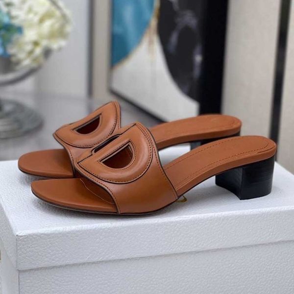 

official website 70% off outlet new arrival womens summer flat slide slipper mid block heel leather peep toe sandal size 34-42 sale, Black