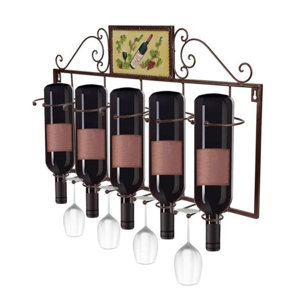 

tablewine racks wall hanging iron frame holder five rack goblets metal