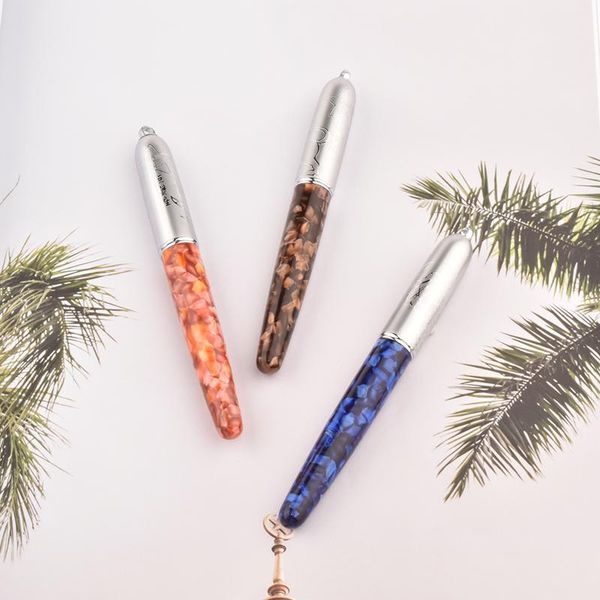 

fuliwen resin acylic mini style roller ball pen with refill writing pens office & home school supplies ballpoint, Blue;orange