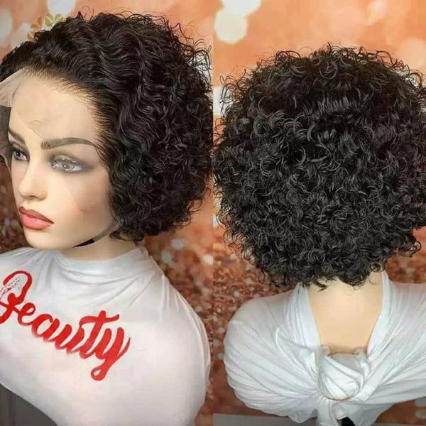 

curly bob wig mongolian kinky glue 4x4 lace closure short human hair wigs remy 150 13x1 t part, Black;brown