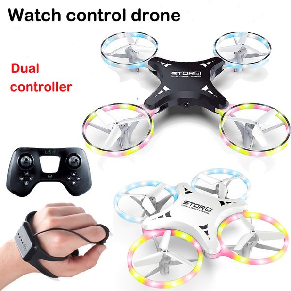 

induction drone toys quadcopter led light rtf uav aircraft intelligent watch remote control ufo hd camera fpv drone kids gift