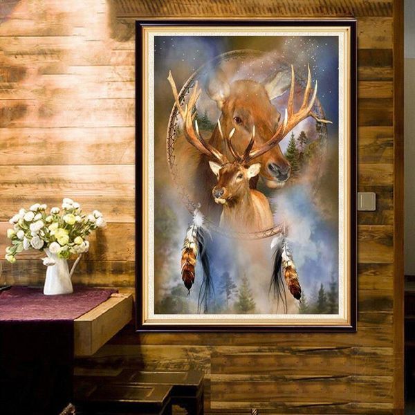 

decorative objects & figurines 5d diamond elk painting kit full drill crystal rhinestone picture gift cross stitch art crafts house decor l5