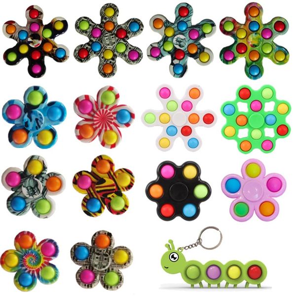 

fidget toy 5/6/7 refers to pure color tie-dyed finger gyro desktoys fingers fingertip press bubble key bag pendant toyss