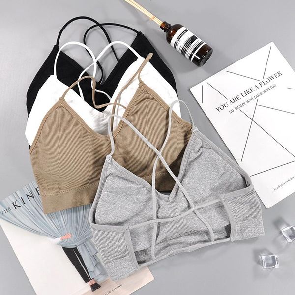 

bras women bra backless cross underwear padded streetwear crop solid comfortable lingerie for ladies seamless full cup, Red;black