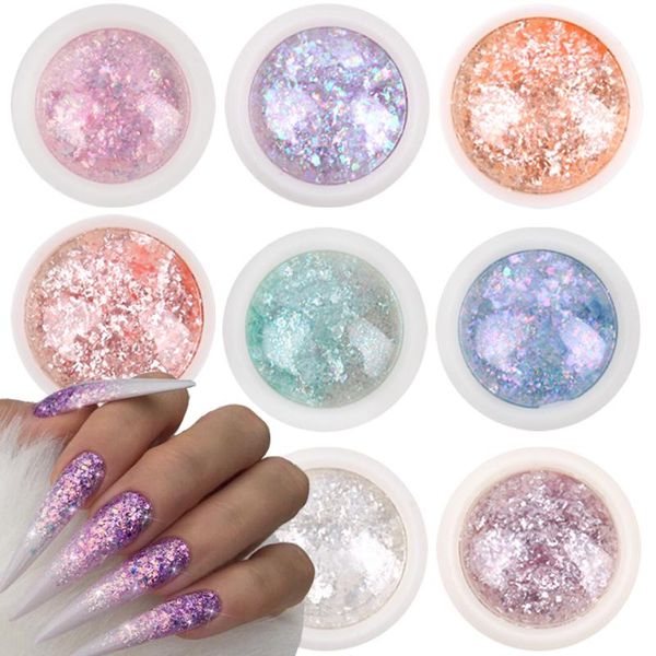 

nail glitter 1 box colorful sequins holographic flakes diy chrome powder shiny art decorations manicure paillettes, Silver;gold