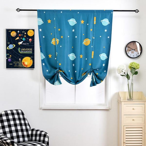 

curtain & drapes planet printed roman blinds short curtains for kids bedroom window door treatment rod polyester panel wholesale