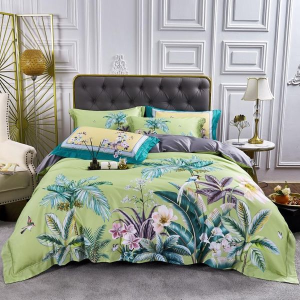 

bedding sets luxury 1000tc tencel cotton plant flowers digital printing set silky soft breathable duvet cover bed sheet pillowcases