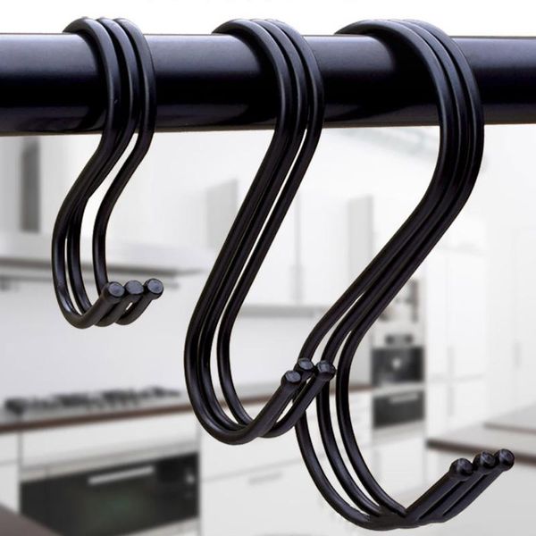 

hooks & rails 10/6/2pcs kitchen hanging metal hook black/silver stainless steel closet organizer handbag holder useful tools