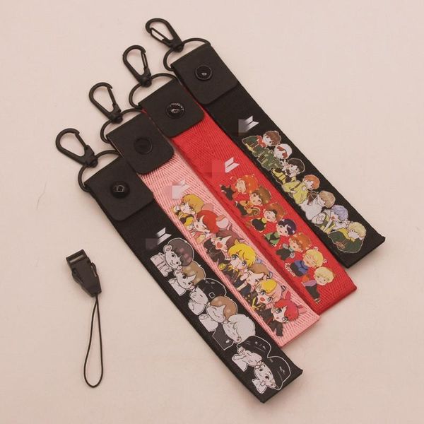 

party favor wholesale kpop cartoon cute bangtan boys printed colorful thicken name bar keychain lanyard key chain accessories ring