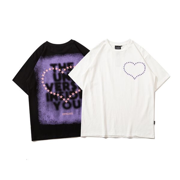 

fashion t shirt impass love printing lovers short sleeve design youth leisure loose trend tee, White;black