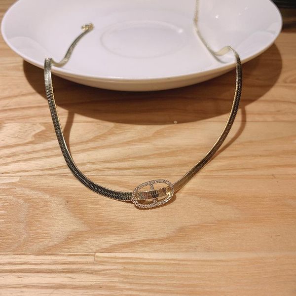 

pendant necklaces origin summer minimalist hollow out pig nose necklace for women shining rhinestone metallic chokers jewelry, Silver