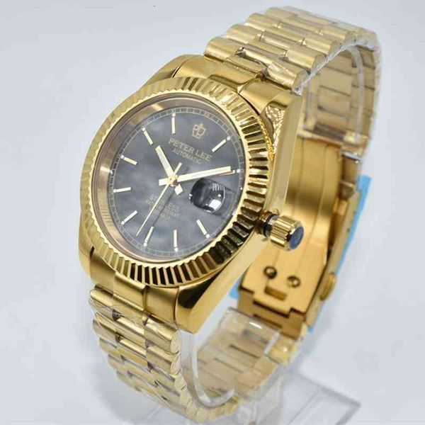 

lee peter men buy watches luxury classic automatic mechanical date rvs man clock fashion poison, Slivery;brown