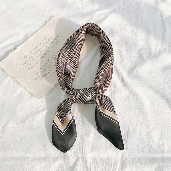 

scarves retro silk scarf small square female stripes korean literary wild stewardess, Blue;gray