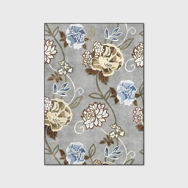 

carpets style 200*300cm american country yellow blue big flower gray bottom living room bedroom bedside carpet floor mat