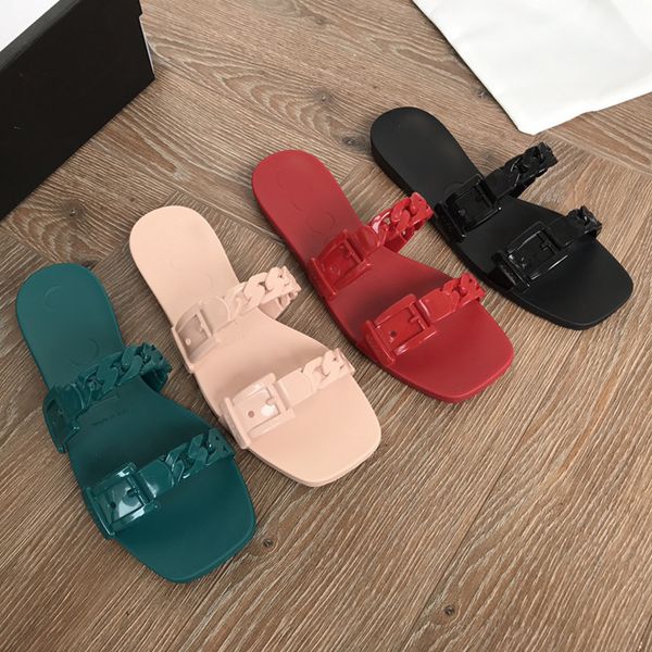

[dongguan goods] 2021 spring and summer jelly sandals chain hollow beach slippers women's shoes, Black