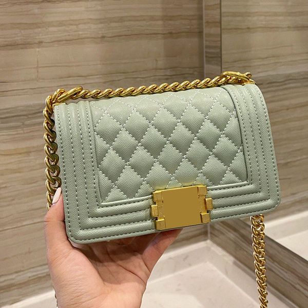 

vintage classic boy mini flap square shoulder bags grained calfskin ghw caviar leather interwoven chain crossbody women luxurys handbags 20c