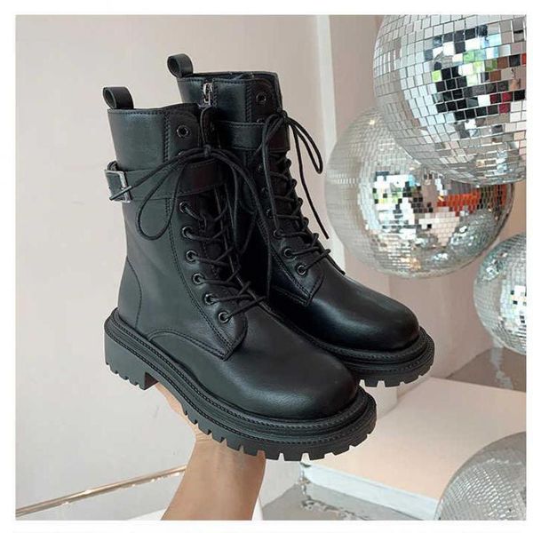 

boots 2021 winter women's ankle motorcycle women comfortable ytmtloy round toe botines mujer leather ladies shoes, Black