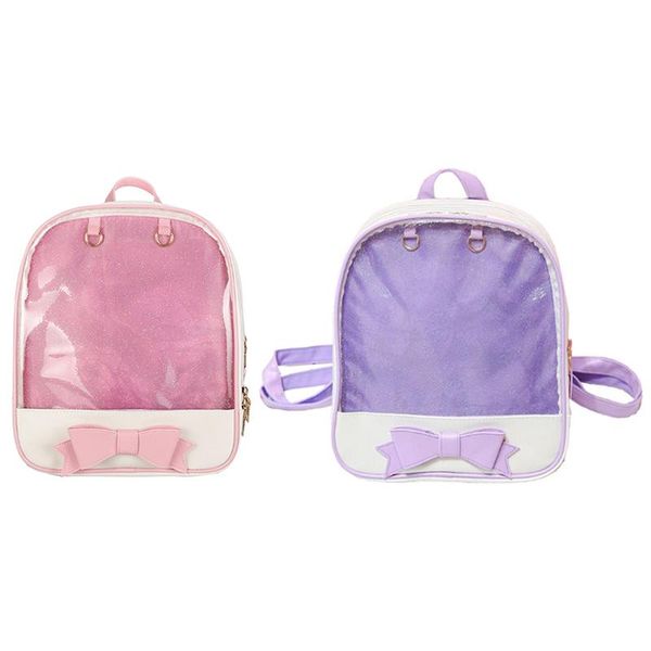 

candy leather bow backpack clear beach girls bag school bags